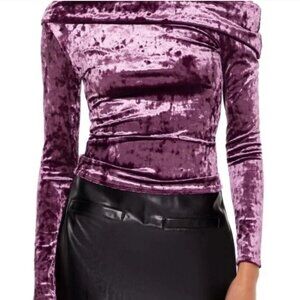 Velvet Off-Shoulder Top in Purple M Forever 21